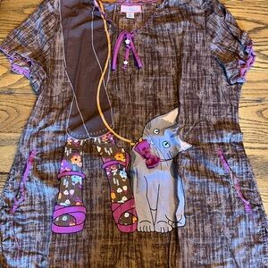 XL Koi cat scrub top